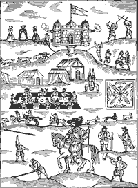 A woodcut from 1636 depicting Dover's Olympick Games