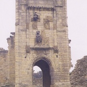 Entrance to ruin of church on the castle grounds.