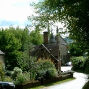 Goodrich Village in Herefordshire, showing Ye Olde Hostelrie Hotel