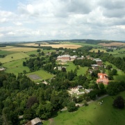 Bryanston, Dorset. Bryanston School buildings and surrounding area - taken from a model helicopter.