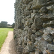 View down a wall at Scarborough Castle
