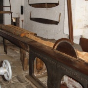 Old woodcutting machinery at Erddig House, Wrexham (NT).