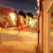 Kendal town centre at night.
