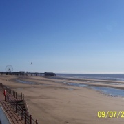 The tide going out at Blackpool, Lancashire