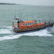 Margate lifeboat returning with supplies from Ramsgate.