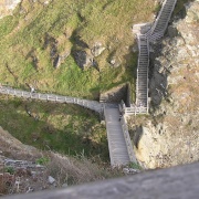 What a climb it is to reach the top of the cliff to see the ruins of Tintagel in Cornwall.