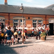 Morris Dancers at Kidderminster Severn Valley Railway station in the mid-1980s.