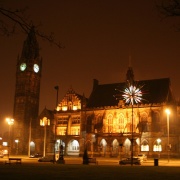 Rochdale town hall at night
