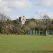 Barton le Clay Recreation Ground with St Nicholas' Church