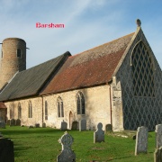 Another view of Barsham Church showing the window.