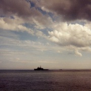 HMS Fearless anchored off Scarborough