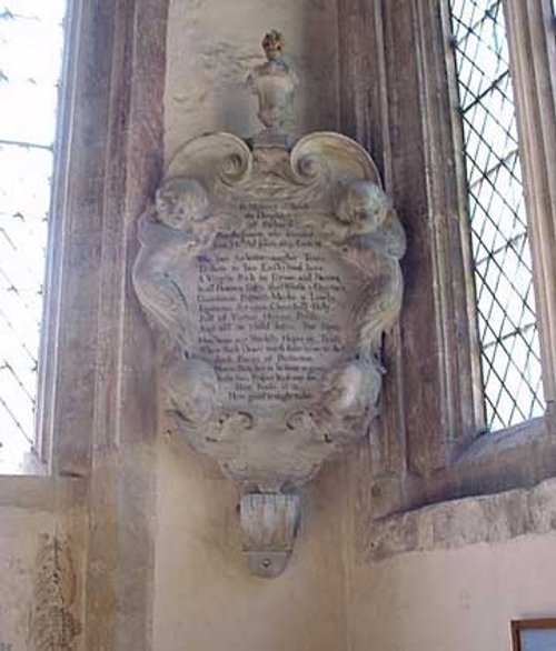 A 'mural tablet' memorial inside the church