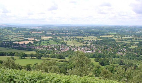 Looking down on the village of Colwall from the Malvern Hills
