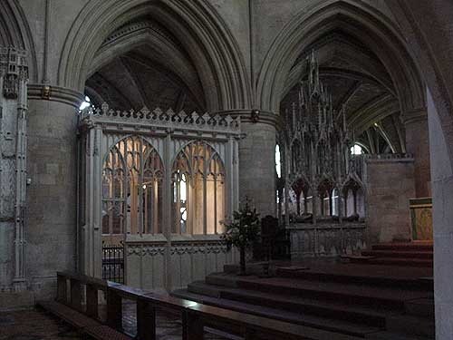 Inside Tewkesbury Abbey