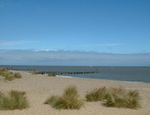 Lowestoft beach, Suffolk (just north of town, looking towards Gorleston and Great Yarmouth).