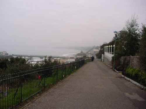 Bournemouth, steep path overlooking the bay and pier