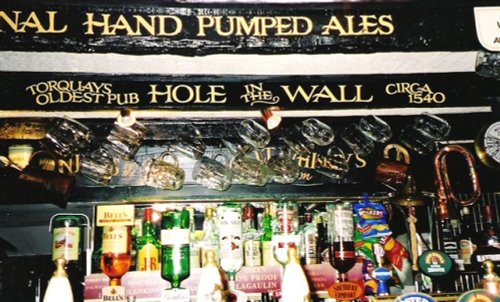 Detail inside Toquay's oldest pub 'The Hole in the Wall'