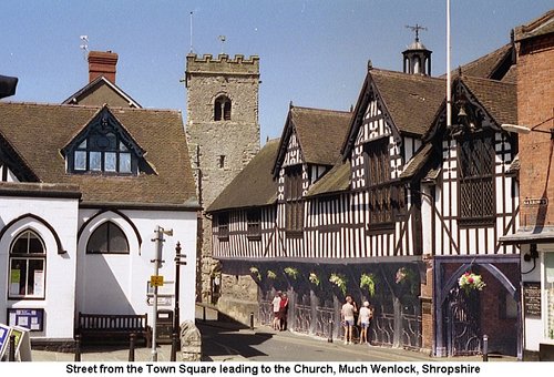 Street from the Town Square leading to the Church, Much Wenlock, Shropshire