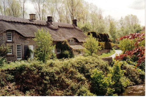 Thatched cottages in Baslow, Derbyshire 1993