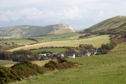Lulworth Cove from Durdle Door car park, Dorset