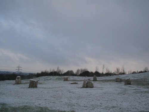 Killamarsh stone circle, behind field lane.