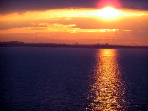 Sunset over the Humber Bridge, Kingston upon Hull, North Yorkshire