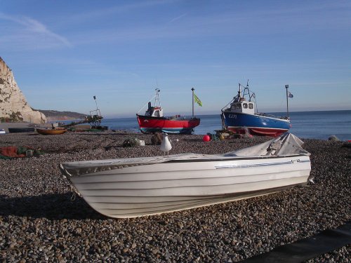 Boats on the Beach at Beer, Devon