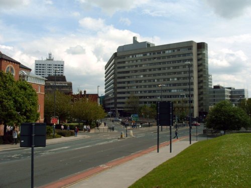 Looking towards Clay Pit Lane, from Leeds Metropolitan University.