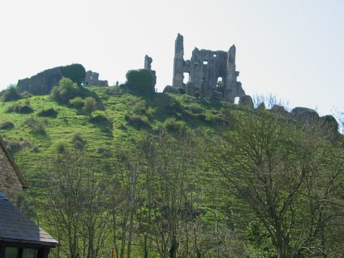 Corfe Castle on hill