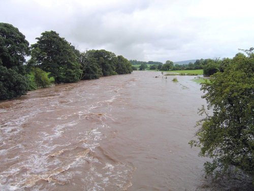 River Ribble in flood at West Bradford (July 2004), Lancashire