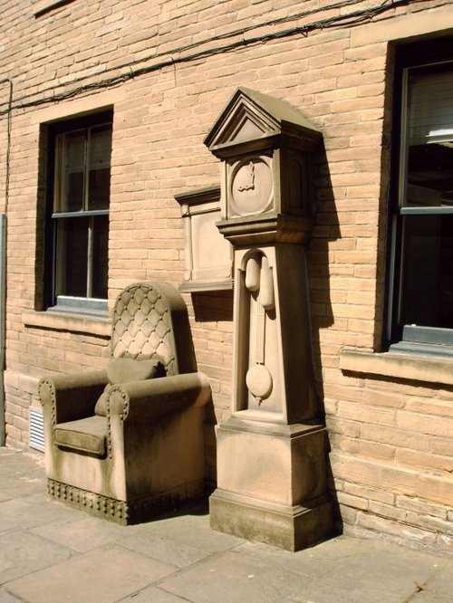 Grandads Clock and Chair 1992, by Timothy Shutter, Chapel Street, Bradford.