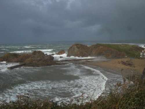 In a storm. Hope Cove, Devon