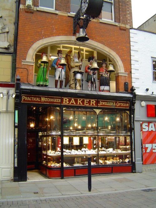Animated clock over Baker Jewelers, Gloucester