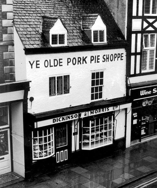 Dickinson & Morris's Olde Pork Pie Shop, Nottingham Street, Melton Mowbray. Taken around 1972-73