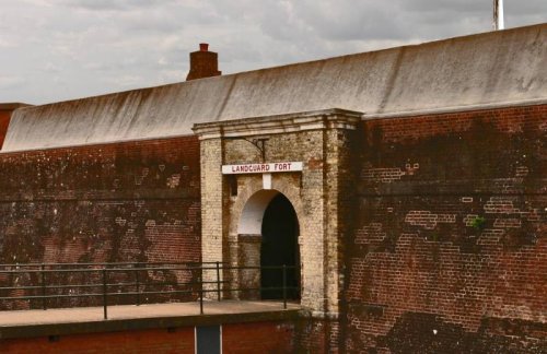 The Gateway into Landguard Fort, built in 1740 and converted in 1875.