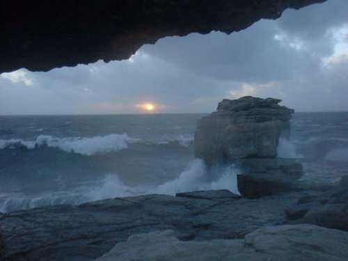Portland, Dorset, on a stormy winters day in 2005