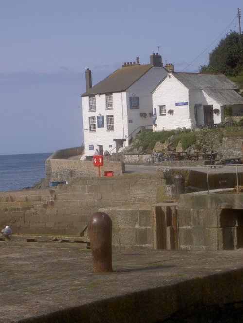 The Ship Inn at the harbour entrance, Porthleven in South Cornwall