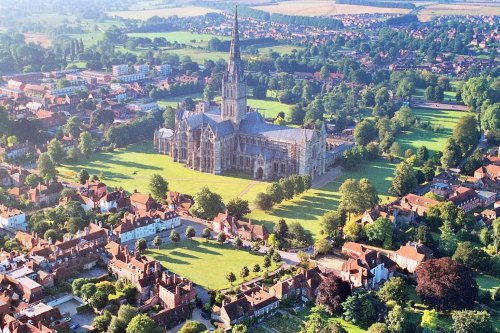 Salisbury Cathedral and the Close. Taken August 3rd 2003.(Pentax MX)