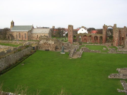 Lindisfarne Priory and St Mary's Church, Holy Island, Northumberland.
