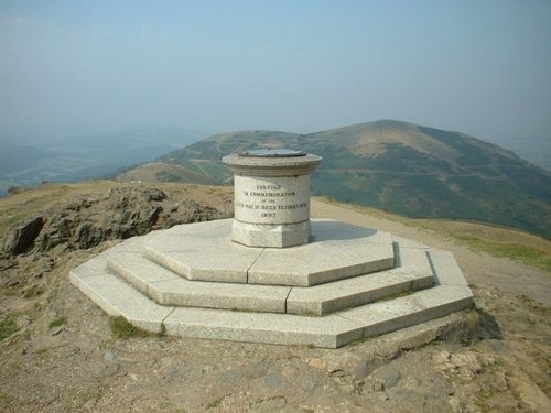 The Malvern Beacon sits atop the Malvern Hills in Worcestershire.