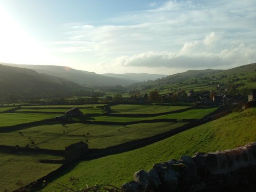 A view down the valley in Wensleydale, the Yorkshire Dales