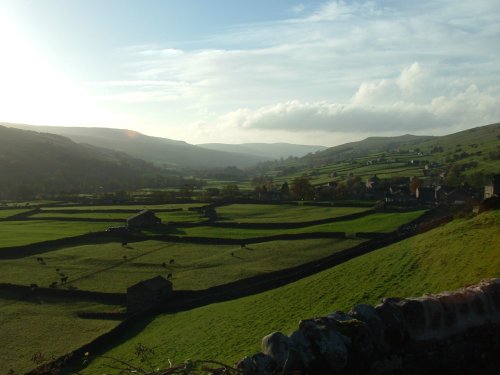 A view down the valley in Wensleydale, the Yorkshire Dales