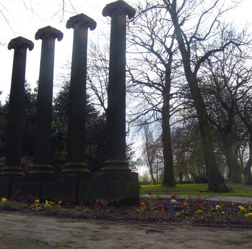 A view of the pillars in Locke park at spring time, Barnsley South Yorkshire.