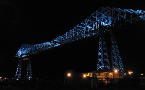 Middlesbrough transporter bridge at night