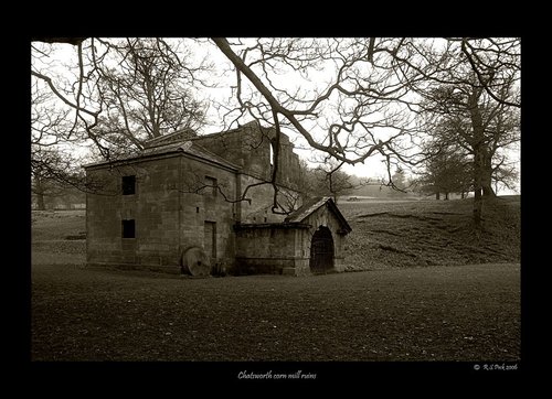 The old corn mill at the lower end of the river through Chatsworth.