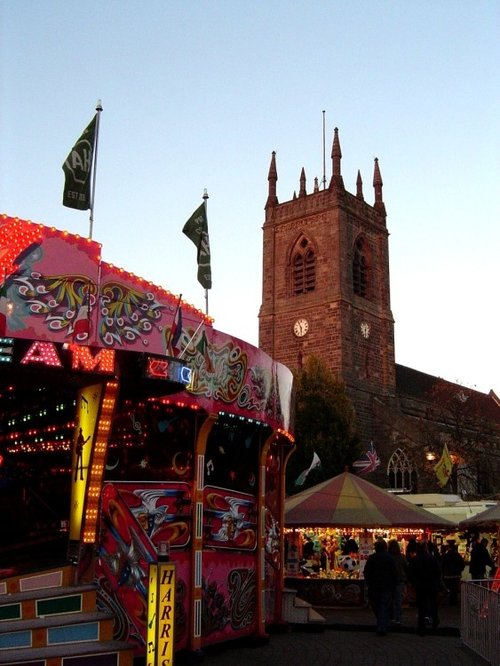St Mary's Church, Ilkeston, Derbyshire during the Annual Fair in October
