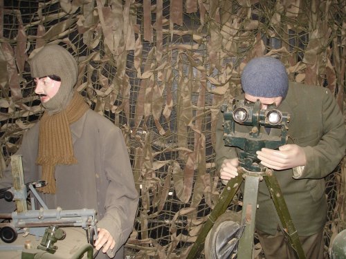 Observing for danger at Eden Camp, Malton, North Yorkshire.
