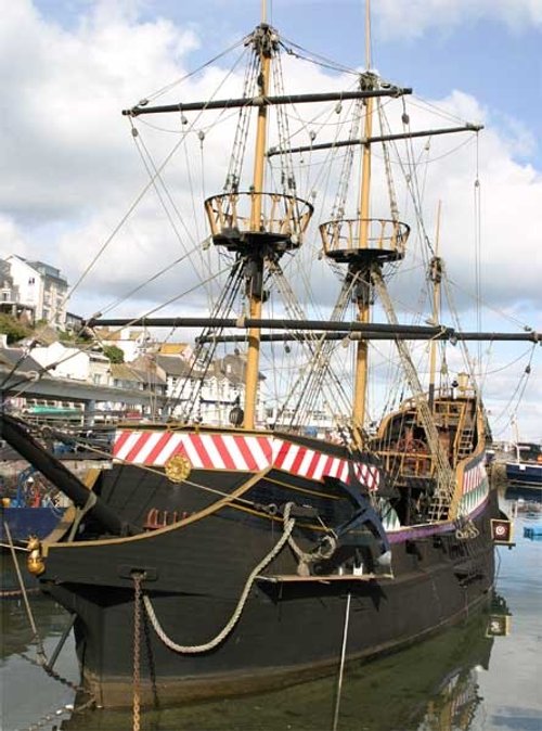Replica of Sir Francis Drake's ship, The Golden Hind, in Brixham harbour.