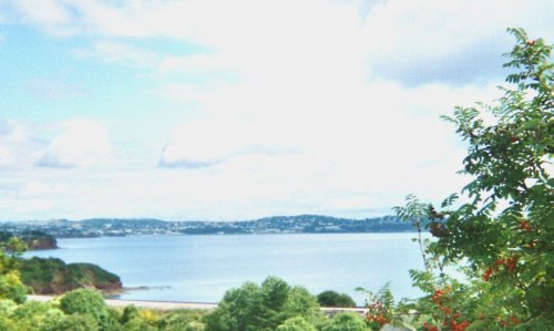Sea view of Torbay from waterside holiday park at Paignton, Devon