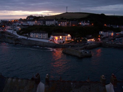 Porthleven, Cornwall. Looking across the harbour mouth from the east